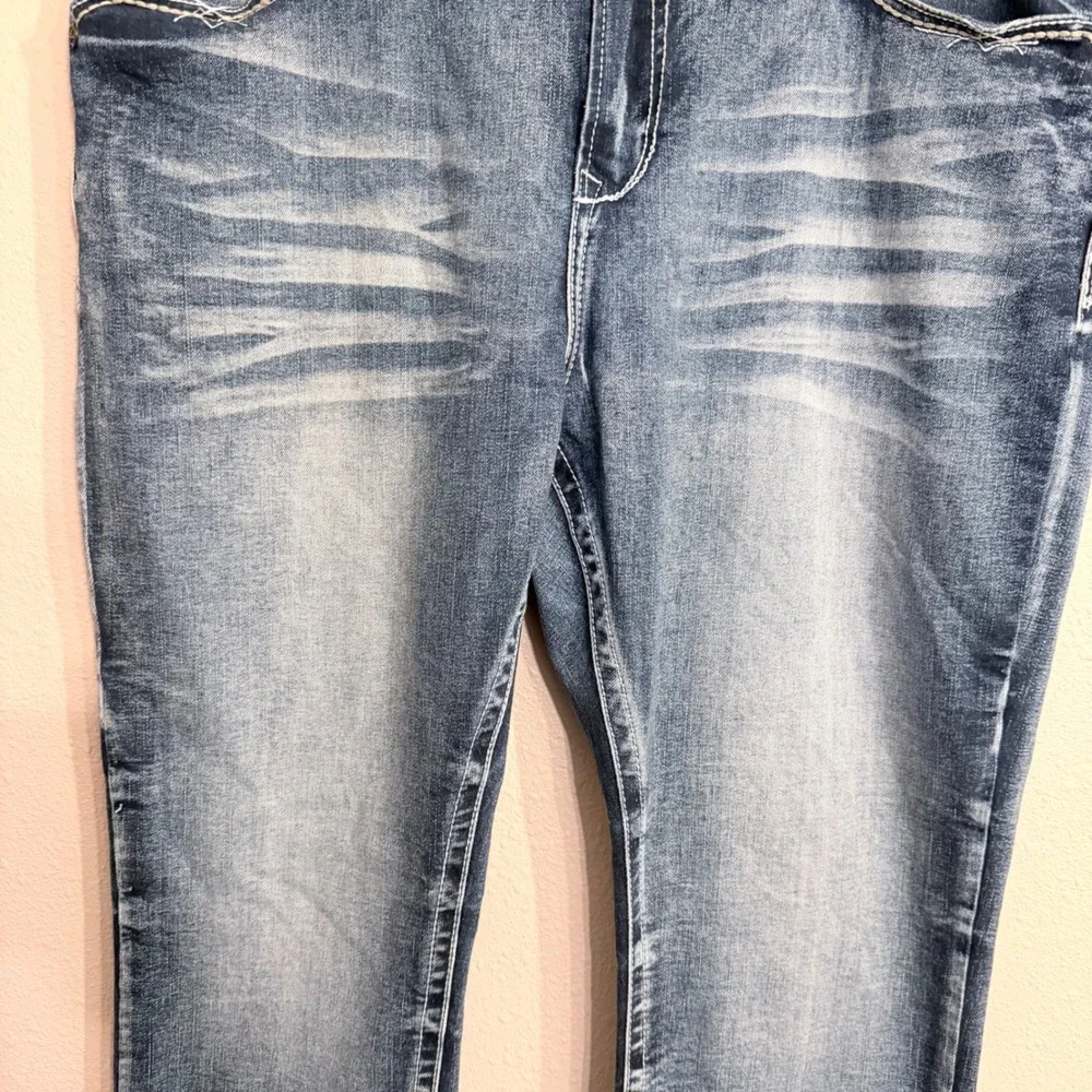 Platini Mens Bootcut Jeans Medium Wash Denim 42x30 Western Contrast Stitch